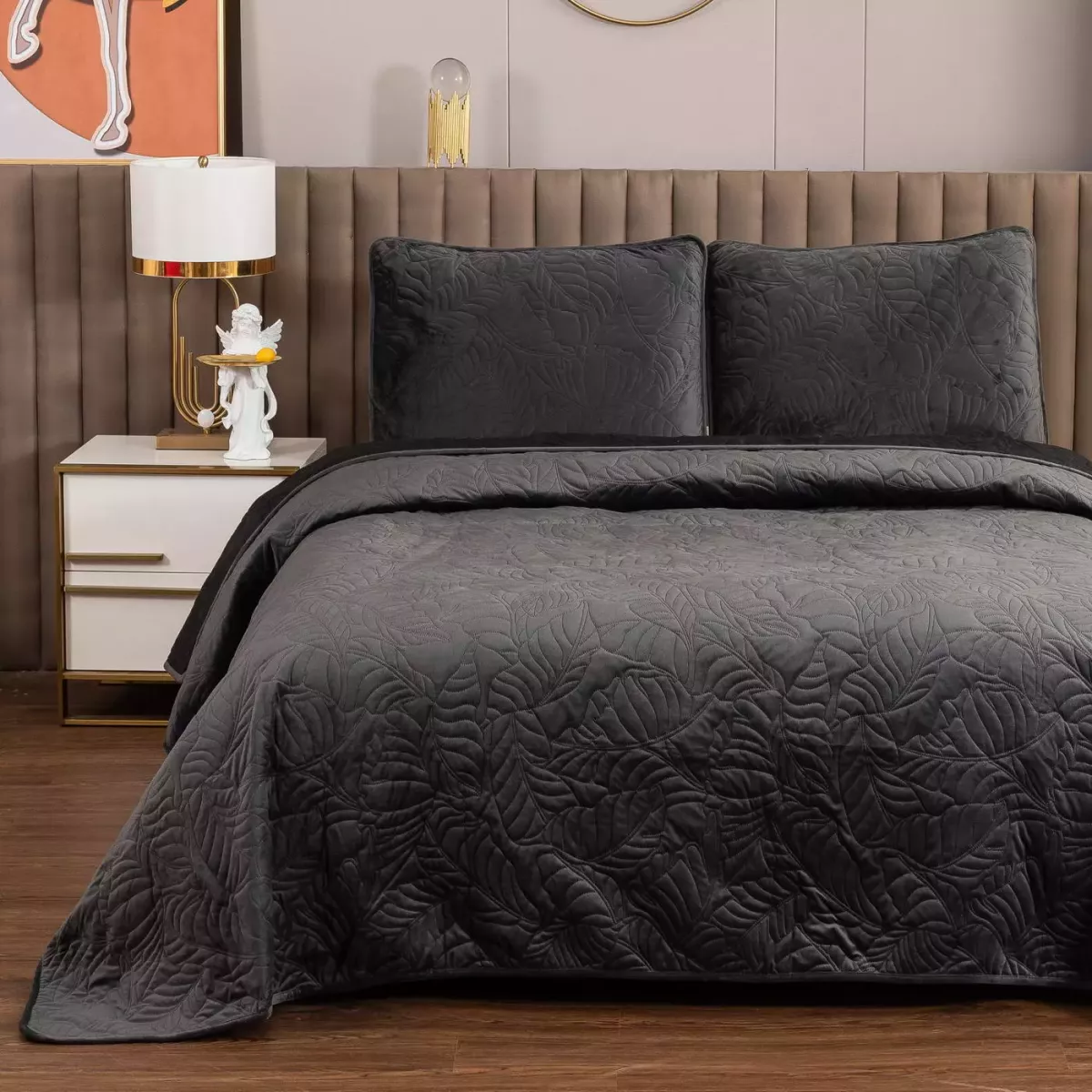 Велюровое покрывало Sofi De Marko “Мелисса” (черный), 240x260