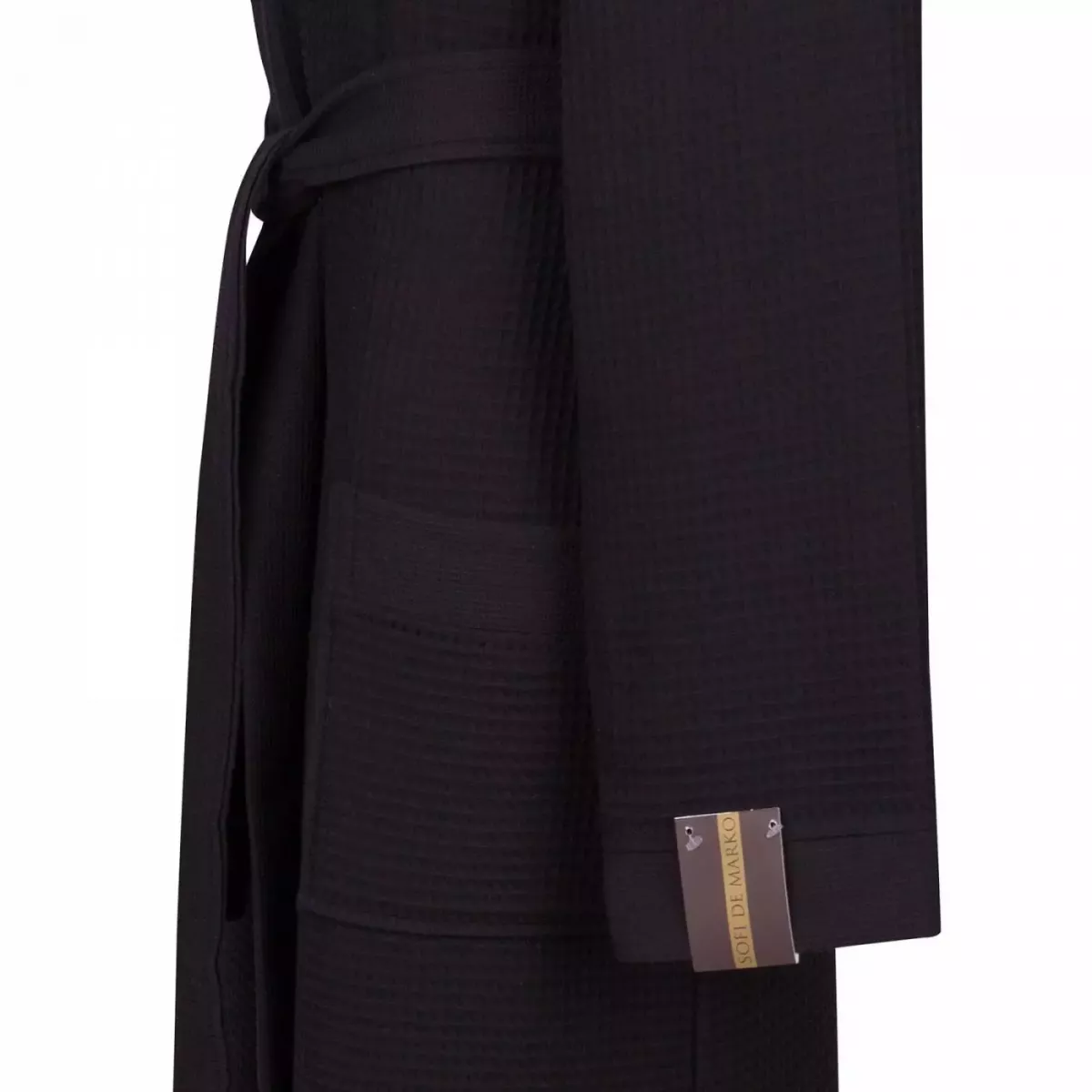 Халат вафельный с капюшоном Sofi de Marko “Гамлет” (черный)