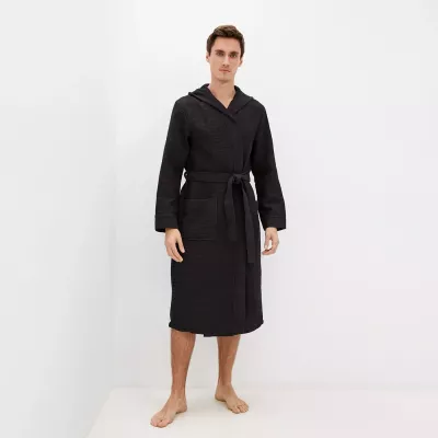 Халат вафельный с капюшоном Sofi de Marko “Гамлет” (черный)