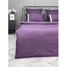 Комплект постельного белья Karteks "Сатин однотонный с кружевом" SOG-015, евро