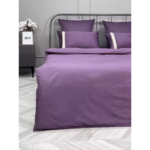 Комплект постельного белья Karteks "Сатин однотонный с кружевом" SOG-015, евро