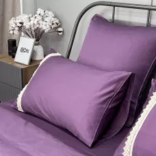 Комплект постельного белья Karteks "Сатин однотонный с кружевом" SOG-015, евро