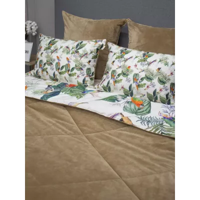 Комплект с одеялом KAZANOV.A “Колибри Каллиопа” бежевый жемчуг (египетский хлопок-велюр), 1.5 спальный