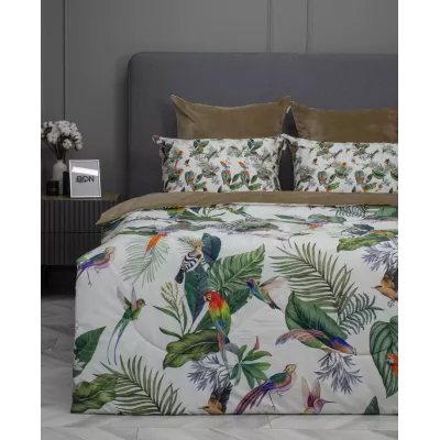 Комплект с одеялом KAZANOV.A “Колибри Каллиопа” бежевый жемчуг (египетский хлопок-велюр), 1.5 спальный