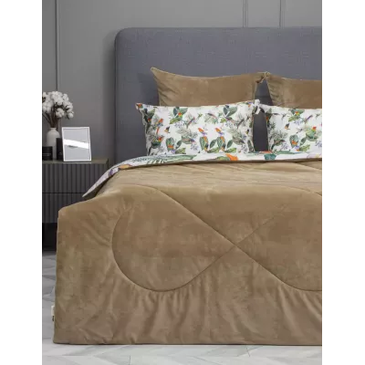 Комплект с одеялом KAZANOV.A “Колибри Каллиопа” бежевый жемчуг (египетский хлопок-велюр), 1.5 спальный