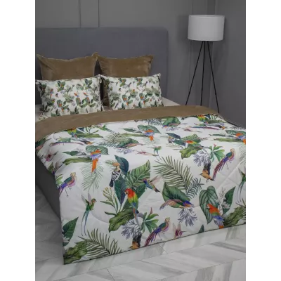 Комплект с одеялом KAZANOV.A “Колибри Каллиопа” бежевый жемчуг (египетский хлопок-велюр), 1.5 спальный