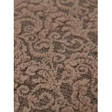 Чехол на прямой трехместный диван и два кресла с оборкой Жаккард бежевый