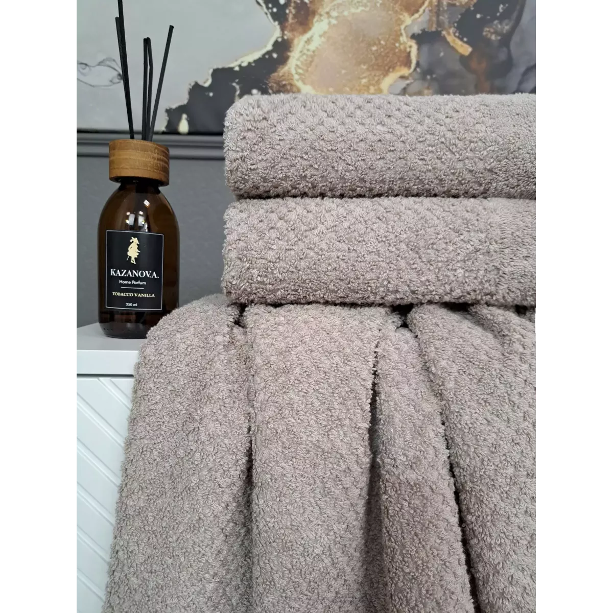 Комплект полотенец Kazanov.a “Gabriel” (мокко), 50х90 и 70х140