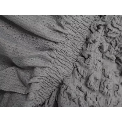 Чехол на угловой диван с оборкой серый