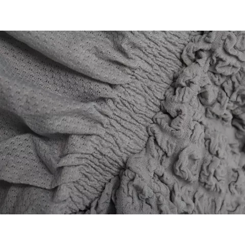 Чехол на угловой диван с оборкой серый