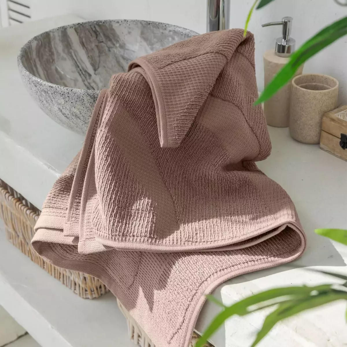 Махровое банное полотенце Verossa ”Wave Texture” (молочный шоколад), 70х140