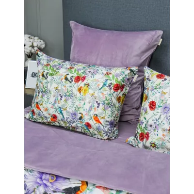 Комплект с одеялами KAZANOV.A “Маки” жемчуг лаванда (египетский хлопок-велюр), семейный