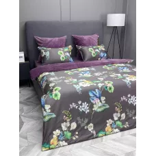 Комплект постельного белья KAZANOV.A “Пенинсула” винный пепел (египетский хлопок-велюр), семейный