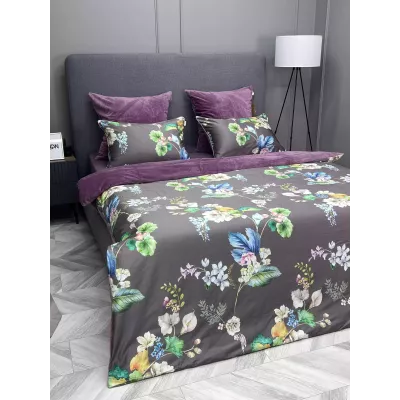 Комплект постельного белья KAZANOV.A “Пенинсула” винный пепел (египетский хлопок-велюр), семейный