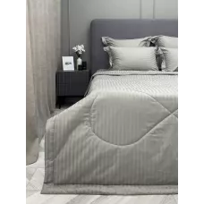Комплект с одеялом KAZANOV.A Stripe Cotton "Hotel" (олива платина), евро
