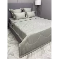 Комплект с одеялом KAZANOV.A Stripe Cotton "Hotel" (олива платина), евро