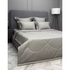 Комплект с одеялом KAZANOV.A Stripe Cotton "Hotel" (олива платина), евро