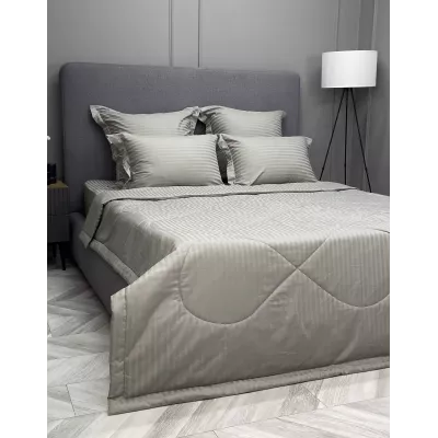 Комплект с одеялом KAZANOV.A Stripe Cotton "Hotel" (олива платина), евро
