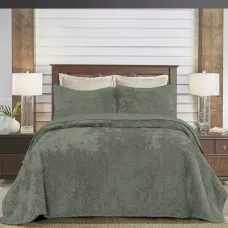 Покрывало Karteks из вареного бархата (зеленое) 1029/01.07 240х260