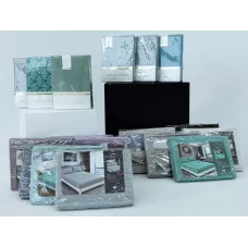 Комплект из простыни на резинке и наволочек Sofi De Marko "Табио (черно-белый)", 160х200+50х70