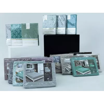 Комплект из простыни на резинке и наволочек Sofi De Marko "Табио (черно-белый)", 160х200+50х70