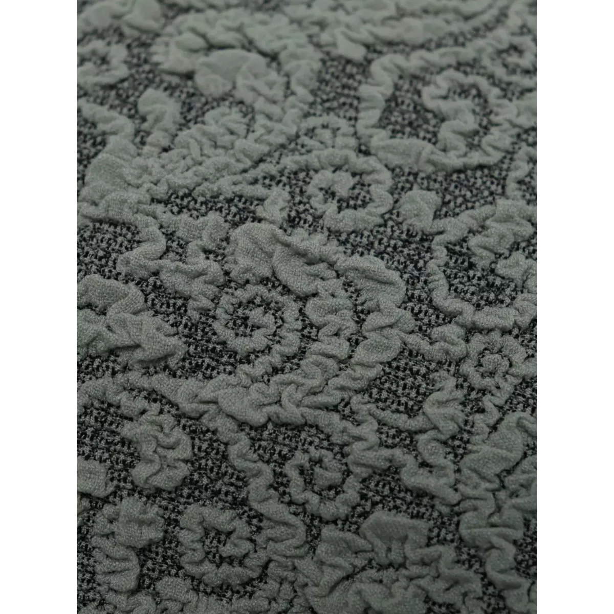 Чехол на прямой трехместный диван и два кресла с оборкой Жаккард ментол