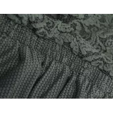 Чехол на прямой трехместный диван и два кресла с оборкой Жаккард ментол