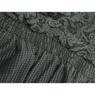 Чехол на прямой трехместный диван и два кресла с оборкой Жаккард ментол