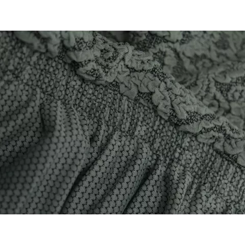 Чехол на прямой трехместный диван и два кресла с оборкой Жаккард ментол