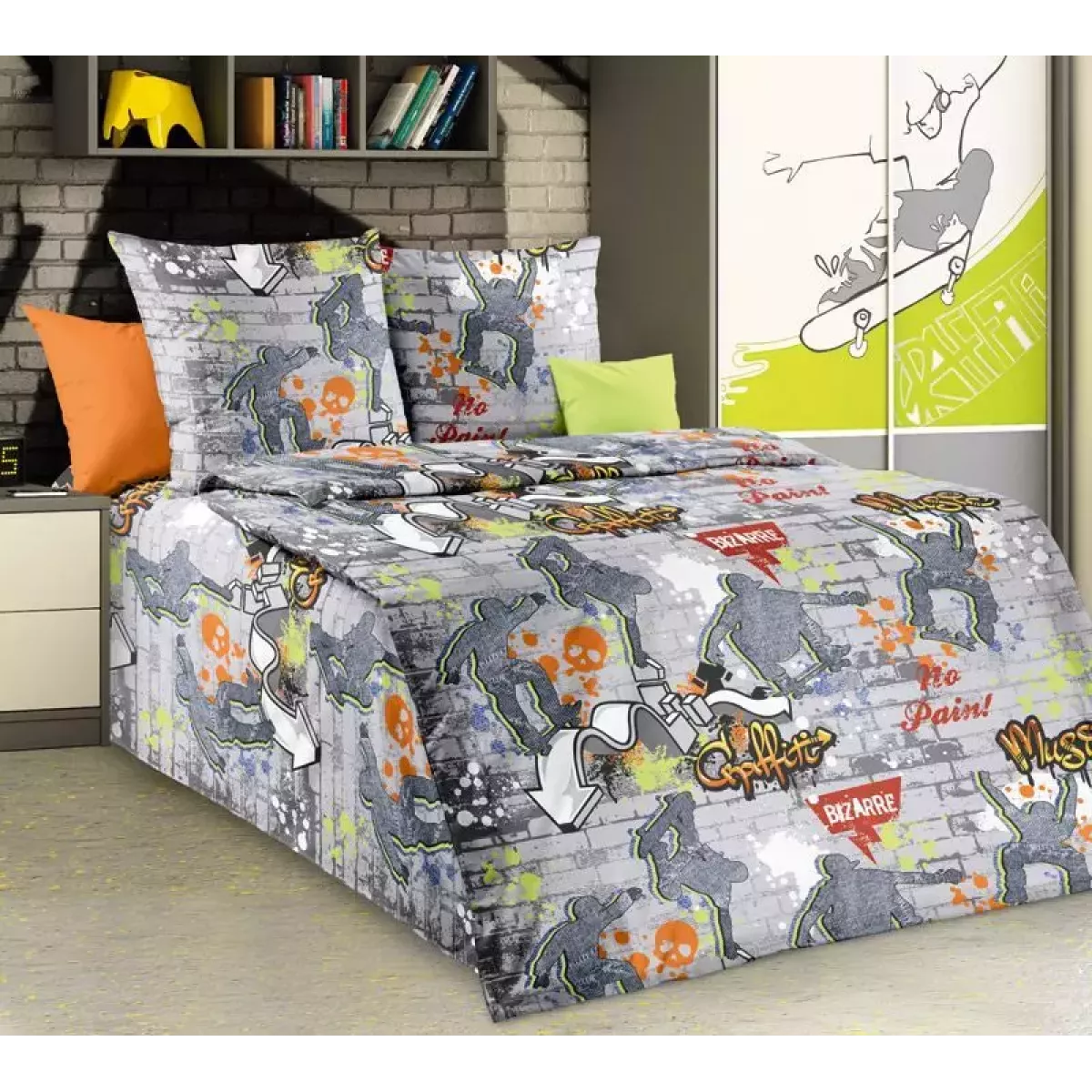 Комплект постельного белья Бамбино “Стрит-арт” (перкаль), 1.5 спальный