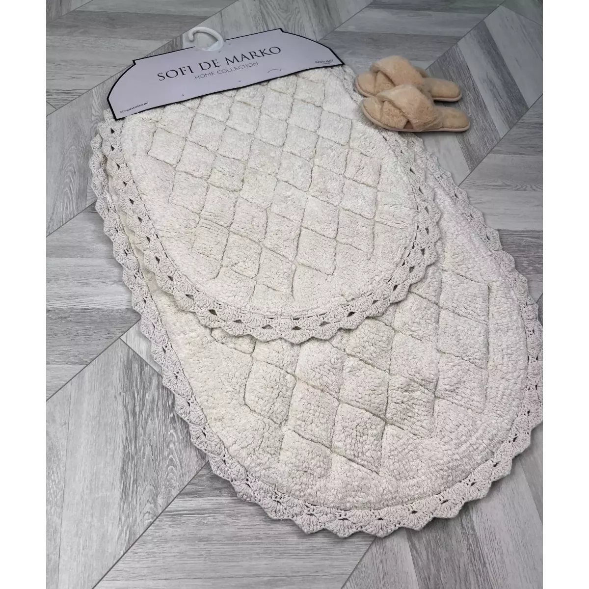 Набор кружевных ковриков для ванной Sofi de Marko “Florence” (крем), 60х100 и 50х70