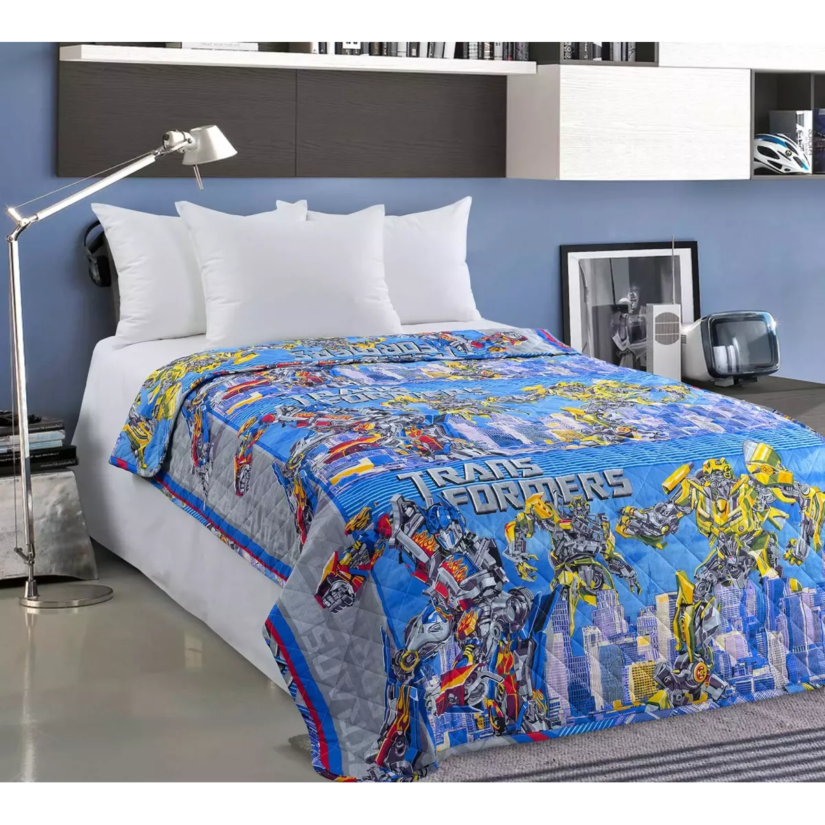 Покрывало стеганое Текс-Дизайн "Трансформеры" (перкаль), 140х210