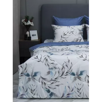 Комплект с одеялом KAZANOV.A Cotton “Софина” (деним жемчуг), евро