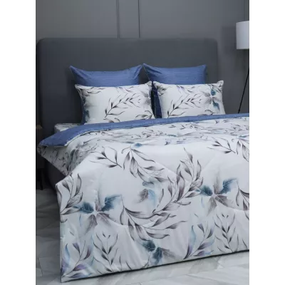 Комплект с одеялом KAZANOV.A Cotton “Софина” (деним жемчуг), евро