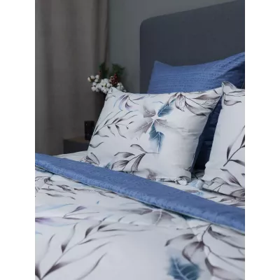 Комплект с одеялом KAZANOV.A Cotton “Софина” (деним жемчуг), евро