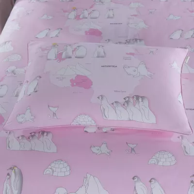 Комплект постельного белья Sofi De Marko “Пингвины”(розовый), 1.5 спальный