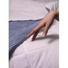 Комплект с одеялом DonCotton "Вареный хлопок" (полоса джинс), семейный