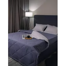 Комплект с одеялом DonCotton "Вареный хлопок" (полоса джинс), семейный