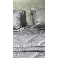 Комплект с одеялом DonCotton "Stripe Sateen " (мокрый асфальт), семейный