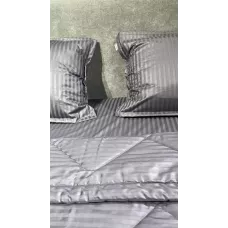 Комплект с одеялом DonCotton "Stripe Sateen " (мокрый асфальт), евро