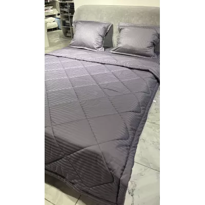 Комплект с одеялом DonCotton "Stripe Sateen " (мокрый асфальт), евро