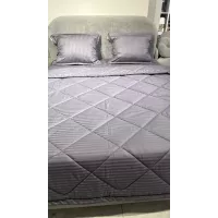 Комплект с одеялом DonCotton "Stripe Sateen " (мокрый асфальт), семейный