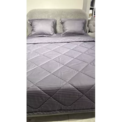 Комплект с одеялом DonCotton "Stripe Sateen " (мокрый асфальт), семейный