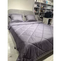 Комплект с одеялом DonCotton "Stripe Sateen " (мокрый асфальт), семейный