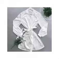 Женский белый халат (шелк-сатин)