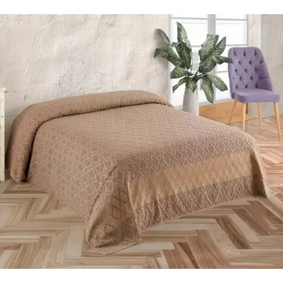 Махровое покрывало Karteks "Venesia" жаккард (коричневый), 160х220