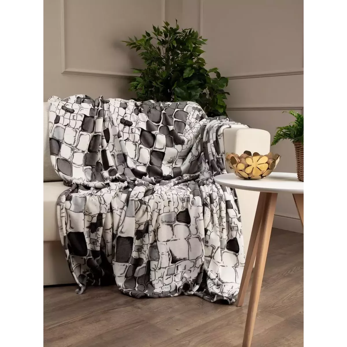 Плед Texrepublic Absolute flannel “Камешки” (серый), 150×200