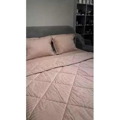 Комплект с одеялами DonCotton "Stripe Sateen" (пудра), семейный