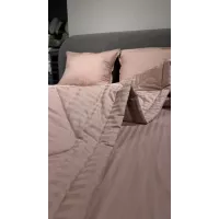 Комплект с одеялами DonCotton "Stripe Sateen" (пудра), семейный