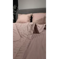 Комплект с одеялами DonCotton "Stripe Sateen" (пудра), семейный